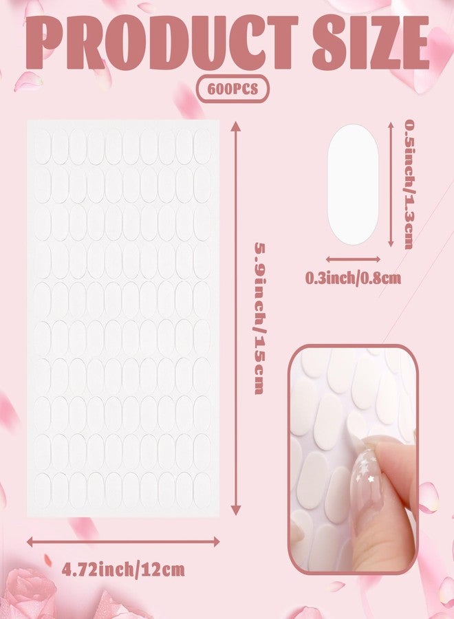 LUSTRIB 600 Pcs Double Sided Adhesive Nail Sticky Tabs, Clear Sticky Tabs for Nails, Pre-Cut Press On Nails Sticky Tabs for Nail Art Display Practice Holder and Color Chart Display Book - Image 2